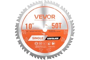 VEVOR Lama Circolare per Troncatrice Ø 254 mm, Lama da Taglio per Troncatrice Circolare, 50 Denti, Albero 15,875mm, per Lavorazione di Legno Taglio di Compensato Legno Duro