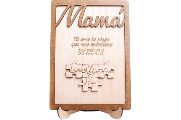 Olesea Dia de la madre Marco madera personalizado puzzle cuadro decorativo Mamá, Papá, abuela, abuelo, tu eres la pieza que nos une con nombres Regalo pareja regalo día de la madre Regalo original