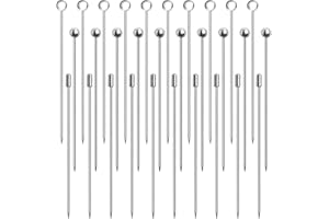 DONQL Set di Bastoncini da Cocktail in Acciaio Inossidabile Bastoncini di Frutta Riutilizzabili Stuzzicadenti Spiedini di Martini in Metallo Spuntini per Cocktail Party (30 Pezzi)