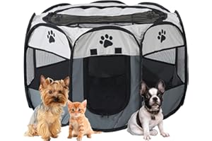 SAN LIKE Recinzione per Cuccioli, Tenda Box Pieghevole in Tessuto Oxford, Portatile 8 Finestre Recinti Gioco per Cani Gatti Conigli, 73 x 73 x 43 cm