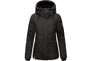 Navahoo Damen Winterjacke warme Steppjacke mit Kapuze und abnehmbaren Kunstfell-Kragen Sag ja XIV S-3XL