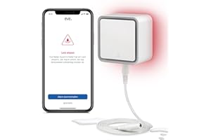 Eve Water Guard (Apple Home) - Smart Water Detector, 2 m Sensor Cable (Extendible), 100 dB, Water Alarm on iPhone, iPad, Apple Watch, Bluetooth, Thread