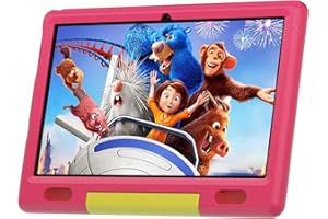 Eksvefot Tablet for Kids 10 inch Kids Tablet Android 13 Tablet 6(2+4) GB 64GB, 128GB Expand, Parent Controls, 5000mAh Tablet Ages 3-7 with Shockproof Case (Pink)