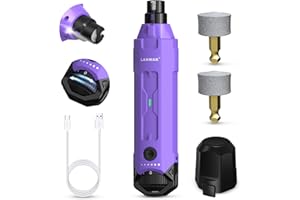 LAKWAR Upgraded 6-Speed Dog Nail Grinder with 2 LED Light, Quiet Painless Powerful Pet Nail Trimmer for Dogs, Electric Nail File for Cat＆Large Small Medium Dogs with 2 Replacement Head (Purple)
