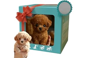 GYTFOG My Realistic Robot Puppy, Realistic Dog, Plush Teddy Dog Toy, 6.3 * 6.3 INCH Gift Box Style Brown Realistic Robot Puppy with Soft Fur,Cute Companion Gift for Kids& Adults,Plush Toys For Boys And Girls