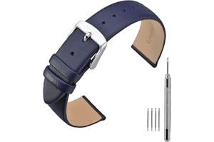 ANNEFIT Klockarmband i läder, klockarmband 16 mm 18 mm 20 mm 22 mm, kompatibel med smarta och traditionella klockor