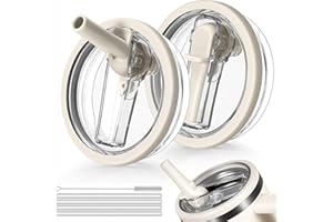 PADONCO 2 PCS 30oz Flip Straw Leak Proof Cup Lid forStanley H2.0 Quencher, Lid Replacement 30 oz for Stanley Cup ProTour, Spill Proof StrawCover for Stanley Accessories (Beige)