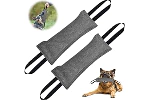 BORDEAG Beisswurst Für Hunde, 2 Stück 30cm Jute Beisswurst, Beißwursts Hunde Mit 2 Griff, Sehr Robustes Hundes Beisswursts, Hundes Training Zubehör, Zerrspielzeug Hund Zum Training Zerrspielzeug (Grau)