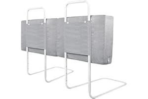 YUENFONG Barierka ochronna do łóżeczka dziecięcego, 50 cm, ochrona przed wypadnięciem, z regulacją wysokości, 5 otworów, regulowana ochrona boczna, 2 sztuki, kolor lniano-szary.