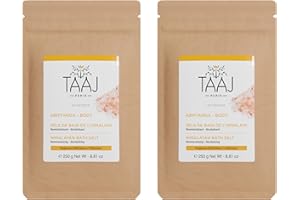 TAAJ | Sels de Bains de l'Himayala | Détoxifie le Corps | Peau Hydratée et Satinée | Moment de Détente Unique dans votre Bain | Fabriqué en France | CrueltyFree | Lot de 2x 250gr