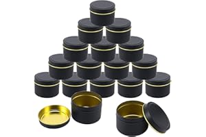 HAKZEON 24 PCS 4 oz Black Candle Tins with Lids, Empty Candle Jars, Metal Tins Candle Containers for Making Candles, Arts & Crafts Projects