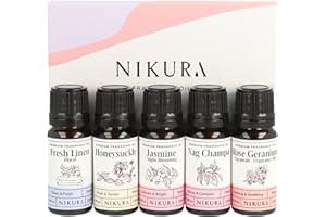 Nikura Floral Meadows Fragrance Oil Gift Set | Diffuser Oils for Oil Burners, Home, Diffusers |Candle Making, Soap, Wax Melts, Yoga, Car, Perfume, Bath Bomb | 5 x 10ml | UK Made Essential Oils
