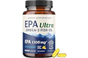 MAV NUTRITION EPA Ultra 1,105MG | Heart Health & Cellular Function Support | Omega 3 Fish Oil | 1,650MG Total Omega-3 Fatty Acids | High Strength EPA Supplement | Sustainably Sourced & Gluten-Free | 60 Ct.