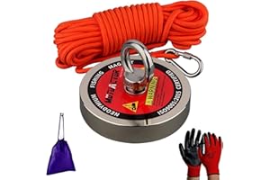 MUTUACTOR neodymowy magnes do łowienia, N52, potężny magnes z wytrzymałą liną, rękawicami i torbą do przenoszenia, solidny magnes do poszukiwania skarbów, 500 kg