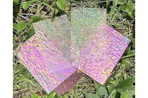 CHICSHIS 12 Pack of Iridescent Transparent Stained Glass Sheets, 4x6 inches Textured Cathedrals Glass Tiles for DIY, Assorted Art Mosaic Packs for Mosaic Tiles Crafts, Home Decor
