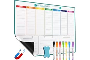 KTRIO Planner Whiteboard A3 Magnetic Whiteboard for Fridge Calendar Wall Planner Reminder Board for Meal Planning or Shopping (Week Planning Boards)