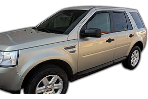 J&J Automotive | Deflettori D'Aria Antiturbo Per Freelander 2 II 2006-2014, Set di 4 Pz, Nero, Antivento, Antipioggia, Fume' Oscurati