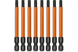 Hakkin 8 Stück T25 Torx Schraubendreher Bits Set,75mm Lang 1/4" Magnetischer Schraubenzieher S2 Stahl Schlagschrauber Bohrer Screwdriver Set fur T-Profil Schrauben,Bohrhammer, Akkuschrauber