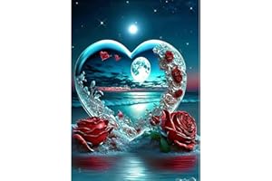DAERLE 5D Diamond Painting Amour romantique sur la plage, DIY Broderie Diamant Painting Kit Complet Red Roses, Peinture Diamant Artisanat Strass Point de Croix Painting pour Adultes, Enfants 30x40 cm