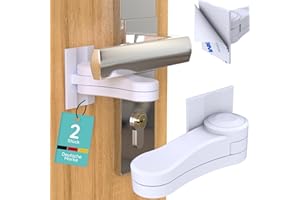 Homery Türsicherung Kinder [2 Stück] – Kindersicherung Tür, Türsicherung ohne Bohren für Türklinke & Türhebelschloss, Türschloss Kindersicherung innen, Türklinken Stopper ohne Bohren