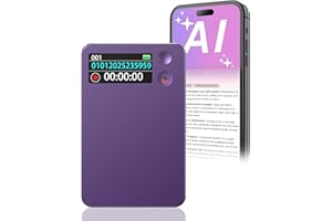 Powate AI Voice Recorder, 64 GB Recorder Transcribe Summarise and Mind-Map with AI Technology, One-Touch Recording, Noise Reduction, for Meetings, Learning, Calls, Supports 112 Languages,Purple