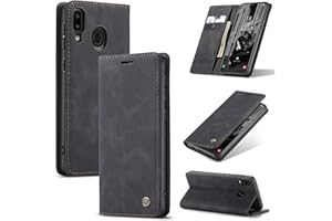 WJXEXRS Handyhülle für Samsung Galaxy A40 Hülle, Premium Klapphülle Leder Schutzhülle Klappbar mit Kartenfach Ständer Magnet Handytasche Standfunktion Flip Case Lederhülle Samsung Galaxy A40-Schwarz