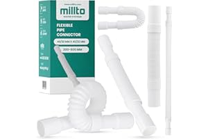 Millto™ Tubo de drenaje flexible de 40/32 mm, color blanco, conexión de polipropileno universal, apto para todas las configuraciones, ajustable