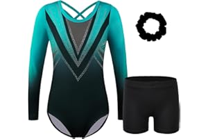 ZNYUNE Justaucorps Gymnastique Fille Short Manche Longue/sans Manche
