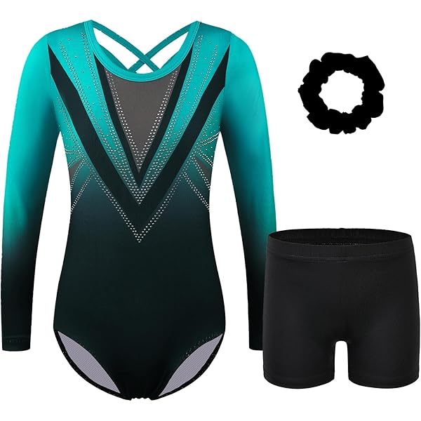 FEESHOW Mädchen Gymnastikanzug Set - Ballett Body Mit Shorts Für Wettkampf