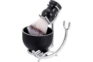 CCbeauty Shaving Brush and Bowl Kit for Men, 3-IN-1 Wet Shave Brush Set Includes Shaving Brushes, Stainless Steel Large-Capacity Shaving Cup Mug,3.23'' Safety Razor Stand Holder Birthday Gifts for Him