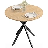 HOMCOM 80cm Round Dining Table, Small Industrial Cross Steel Legs White Oak | Kitchen Table, Dining Room, Kitchen, Living Roo