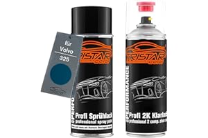 TRISTARcolor Vernice per auto Kit bombolette spray 2K per Volvo 325 Pacific Blue Metallic Bomboletta a spruzzo vernice di base 2 componenti vernice trasparente