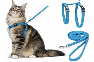 Flamingo kattsele med koppel Elza – blå – för stora katter