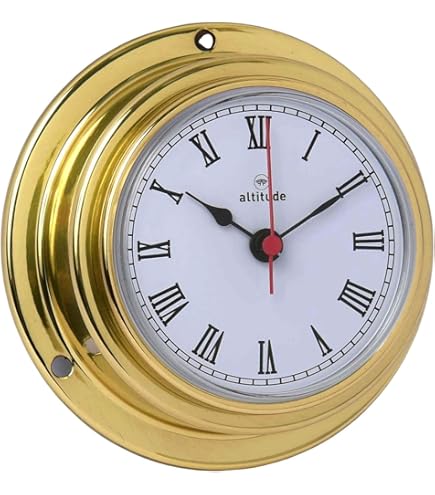 Horloge de bureau nautique en laiton avec roue de bateau - Style nautique - Décoration d'intérieur