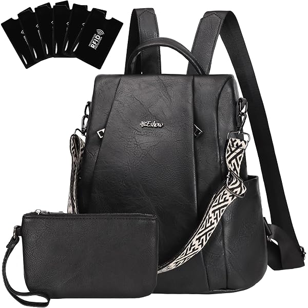 Sac à Dos Femme Antivol Eshow - Cuir PU Élégant Léger Imperméable - Anti RFID - 3-en-1
