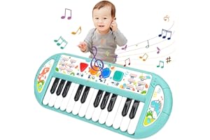 Tastiera per pianoforte per bambini, Bestcool 24 Tasti multifunzione Pianoforte Giocattolo con luce, registrazione e riproduzione Tastiera Music Giocattolo Per Bambini regalo di Natale 3+ (Verde)