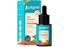 Pilgrim 10% Vitamin C Serum 30ml for Glowing Skin|With 5% Niacinamide, Hyaluronic & Glycolic Acid|Fades Dark Spots, Pigmentation|For All, Oily, Combination, Normal Skin |Beginner Friendly - Men, Women