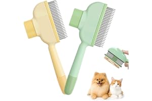 Aurinovellia Lot de 2 brosse chat auto-nettoyante, Brosse pour chat et chien, peigne doux pour poils longs et courts, brosse de toilettage efficace pour animaux