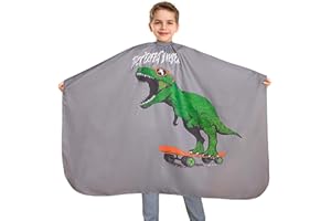 Beinou Mantella Parrucchiere Bambini Mantella Barbiere Impermeabile Mantella per Taglio Capelli da Dinosauro Barber Shop con Spugna Pennello Pettine Chiusura Regolabile Ragazzi