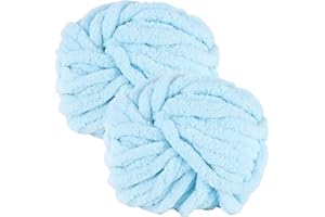 bechoanigel 2 Ovillos Lana Gruesa para Tejer a Mano, 500g Chenille Chunky Yarn, Ovillo Lana Gorda para Tejer a Mano Mantas, Bufandas y Gorros Suaves (Azul Claro)