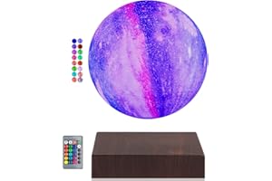 UVEHAS Schwebende Galaxie Mond Lampe - 16 Farben Magnetische Levitation Floating 3D Moon Light, mit Fernbedienung Spinning in Air LED Galaxy Night Lights für Büro Haus Dekoration