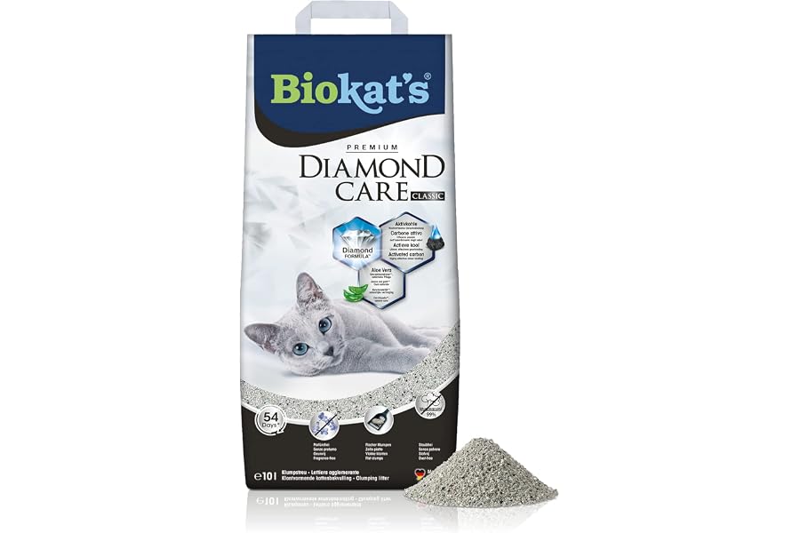 Biokat's Diamond Care Classic Katzenstreu ohne Duft - Feine Klumpstreu aus Bentonit mit Aktivkohle und Aloe Vera - 1 Sack (1 