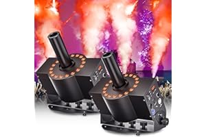 FODEXAZY Machine à colonne d'air CO2 300W RGB, Canon à brouillard froid DMX512 CO2 avec 18 LEDs DMX512 pour scène, mariage, fête, bar (2pcs)