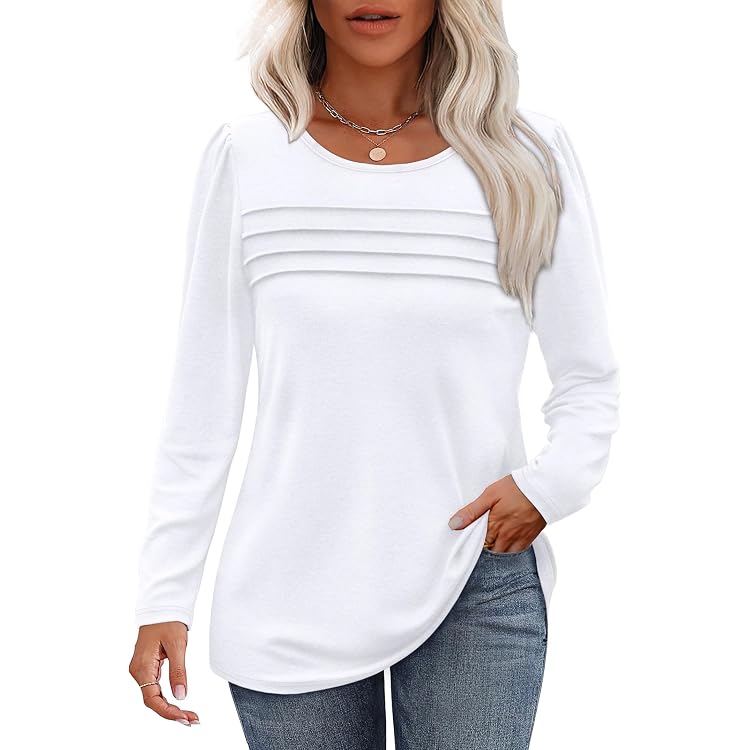Pull Femme Col Rond Manches Longues - Sweatshirt Léger Automne/Hiver Rayé Décontracté