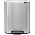 Brabantia Bo Pedal Bin - 2 x 30L Inner Buckets (Matt Steel Fingerprint Proof) Large Waste/Recycling Kitchen Bin - Soft Closing Lid