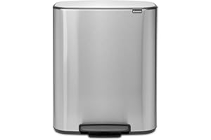 Brabantia Bo Pedal Bin - 60L Inner Bucket (Matt Steel Fingerprint Proof) Large Waste Kitchen Bin - Soft Closing Lid