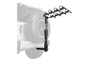 Allen Sports Premier Locking Quick Release 4-Bike Carrier for 2 Inch Hitch on Vehicles with Spare Tire, Model 400QR, Black