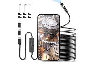 Ennovor Endoscopio per Smartphone Doppie Testa 1920P HD, Sonda Telecamera Impermeabile IP67 con 8+1 LED, Telecamera Endoscopica con Cavo Semirigido da 10 m, Compatibile con Android e iOS senza WiFi