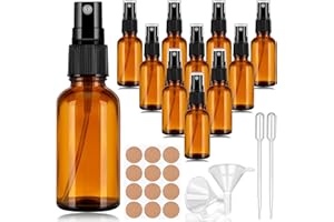Zeawavsl Leere Glassprühflaschen 30 ml Set mit 10 kleinen Sprühflaschen aus braunem Glas mit Trichter und Tropfer zum Befüllen, Tragbare Zerstäuber Sprühflaschen für ätherische Öle, Parfüme und Reisen
