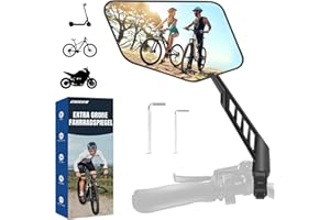 COICER Espejo izquierdo para bicicleta con superficie de espejo extra grande – 360 ° ajustable para manillar de bicicleta eléctrica & E-scooter – Espejo retrovisor compatible con todos los modelos